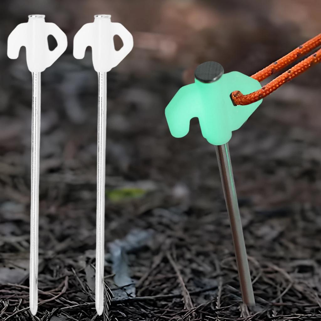 Luminous Tent Ground Pegs Anti-Rust Galvanized Steel Tent Stakes Glow In Dark Design Outdoor Camping Tent Canopy Fixing Hardware