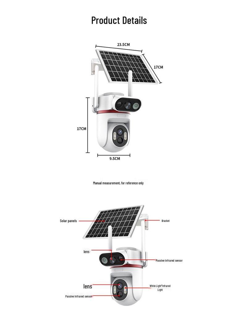 AOV Outdoor Dual-Lens Solar 4G Camera with 24h Monitoring, HD Night Vision, No Power/Network Needed