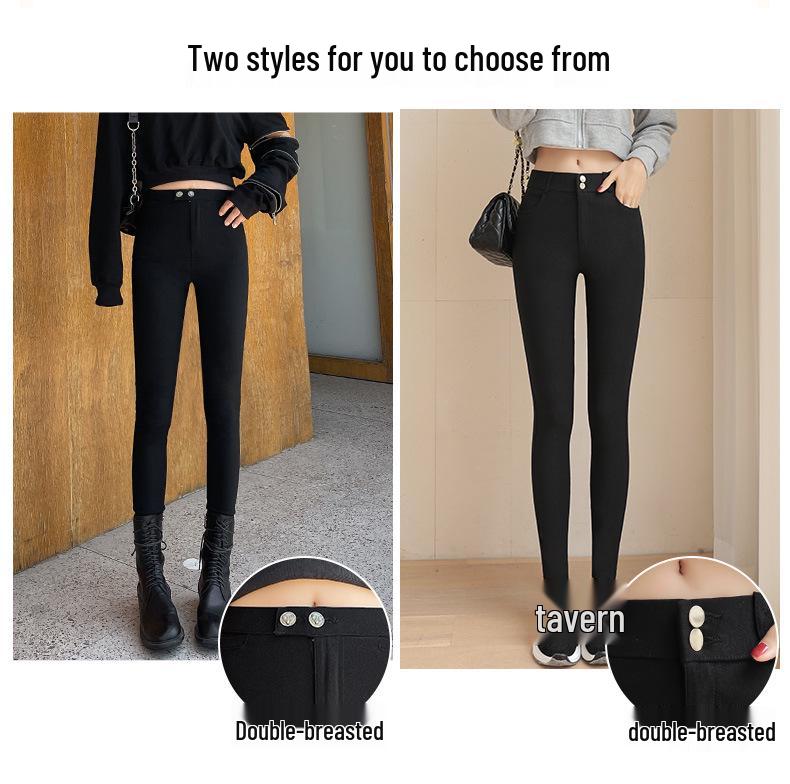 Women's Black Kitten Magic Leggings - Extra Thick Autumn/Winter Lambswool Tight Pants