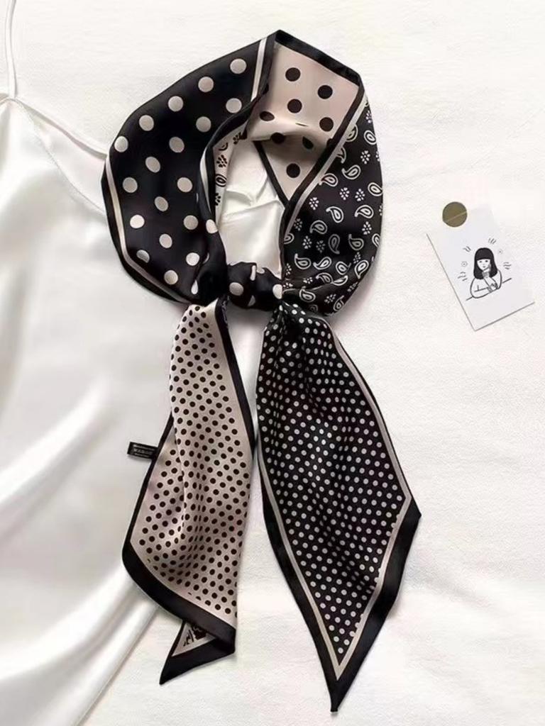 Luxury Design Silk Skinny Headwear Scarf Women Print Spring Neck Tie Hair Hand Bag Ribbon Wrist Belt Foulard Headband Lady