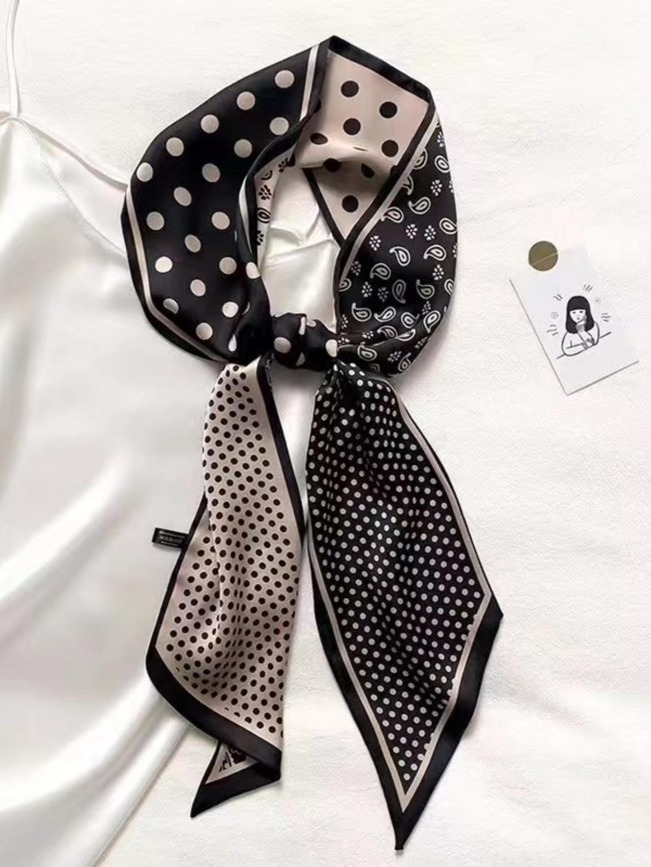 

2025 Длинный шелковый шарф с принтом Темпераментный шарф Летняя мода Декоративный диагональный шарф 145