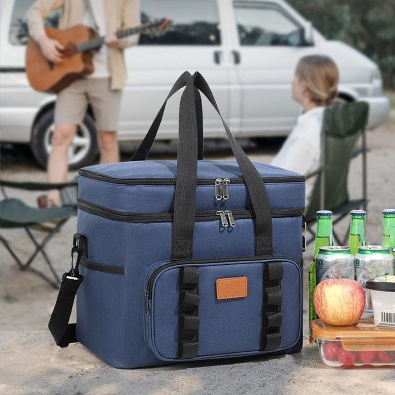 Odolná vodotěsná pikniková termo taška na kempování, plážové výlety, nastavitelný popruh, prostorný chladicí úložný prostor