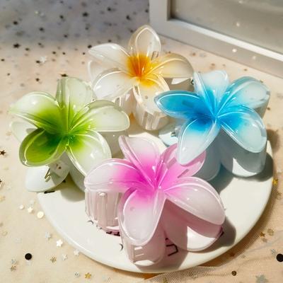 Women Summer Hair Claw Bright Color Flower Shape Hair Clip Small Shark Clip Back Head Shower Hair Claw Hair Accessories