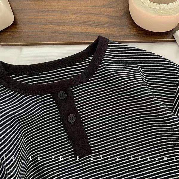 Boys' Korean Style Striped Long Sleeve T-shirt - Autumn 2025 Fashion