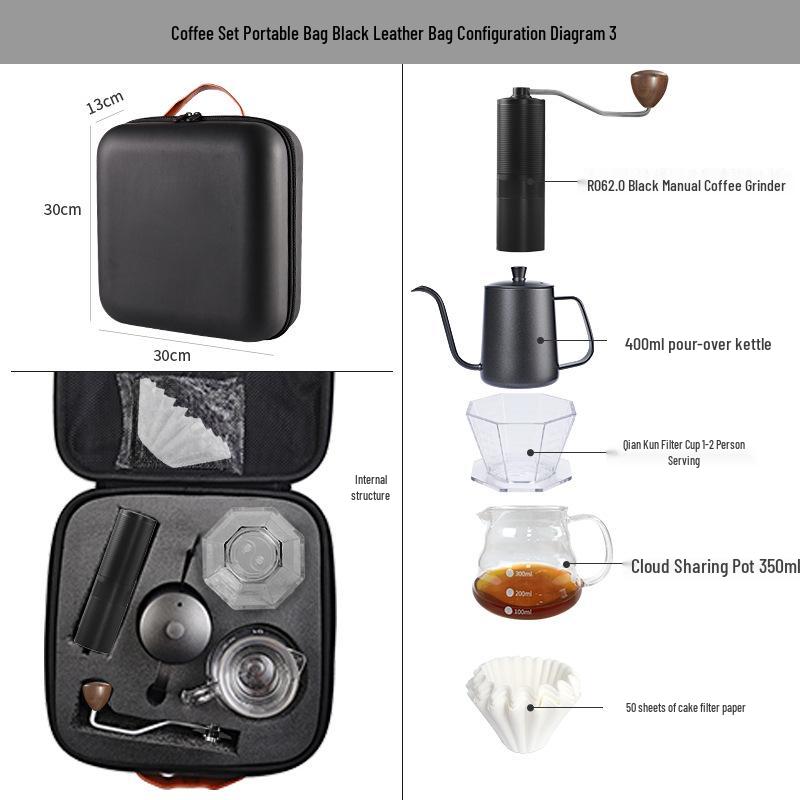 Set Portatile da Caffè Pour-Over da Esterno con Macinacaffè - Ideale per il Campeggio