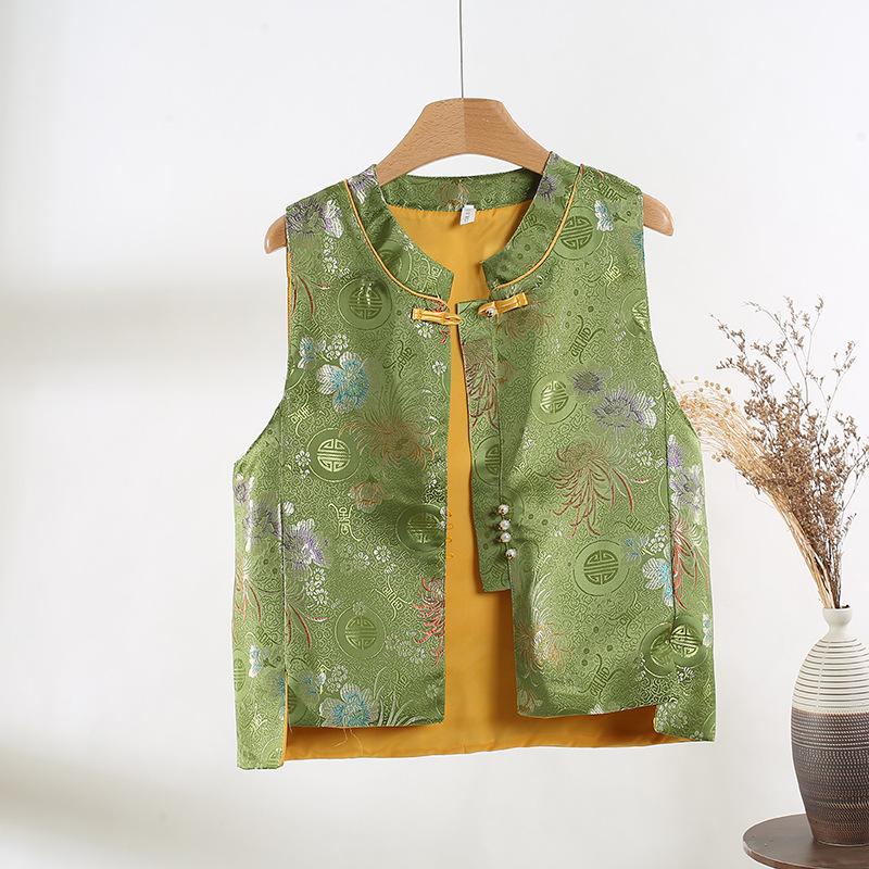 

Весенние пышные пионы свежие и привлекательные воротник-стойка застежка без рукавов жилет жилет жилет XXXL [Recommended 138-75kg] зелёный