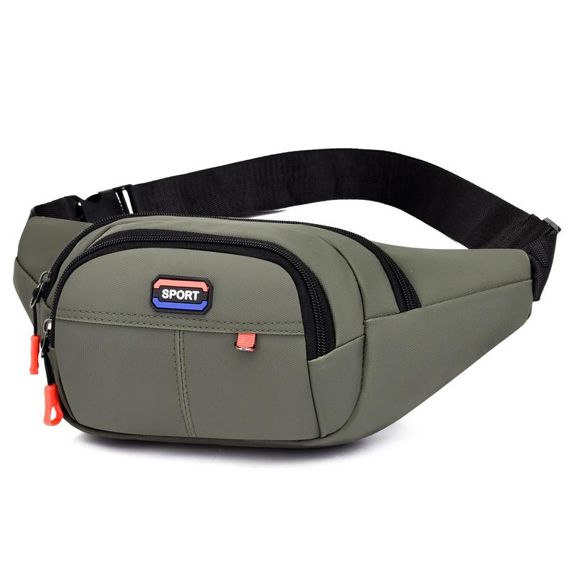 2025 new leather film waterproof fanny pack men's simple large-capacity cash register change messenger bag retro sports breast bag