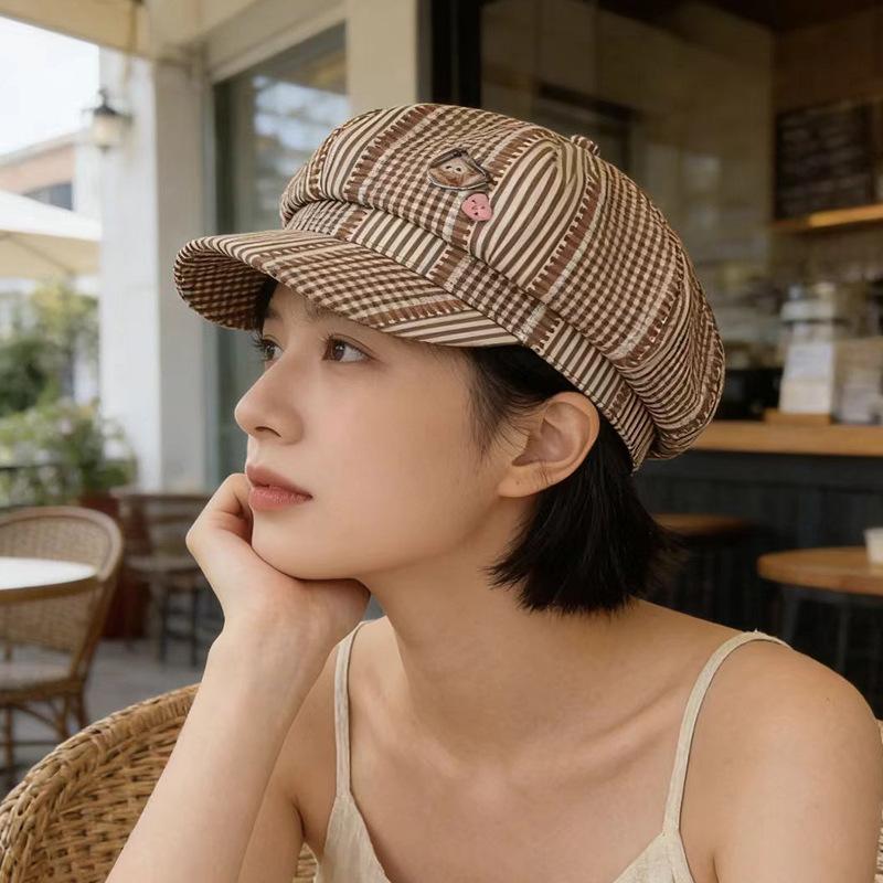 Octagonal Hat Female Spring and Summer Dopamine Cute Bud Hat Versatile Face Little Painter Hat