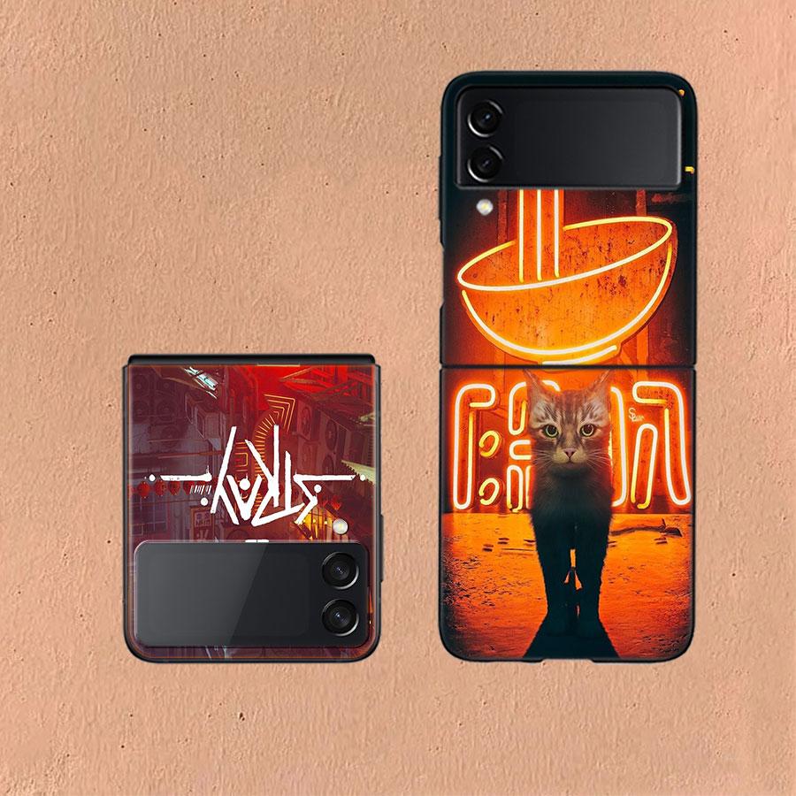 Game S-Stray Cat Phone Case For Samsung Z Flip 6 7 5G Galaxy Z Flip 5 4 3 5G Cases Shockproof Hard Cover TPU