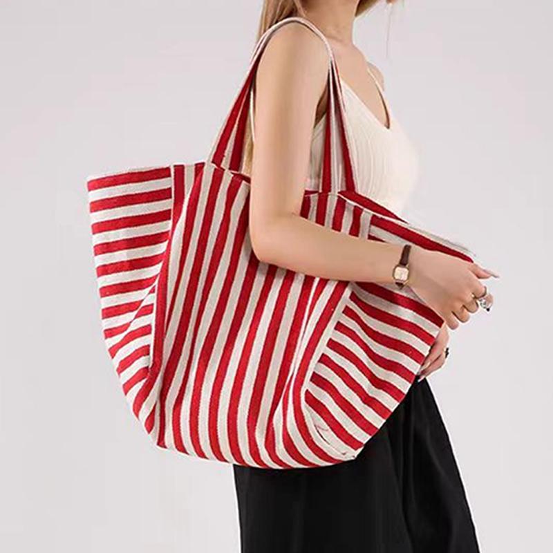Korean Version Large Capacity Tote Bag New Fashion Striped Tote Bag Shoulder Bag