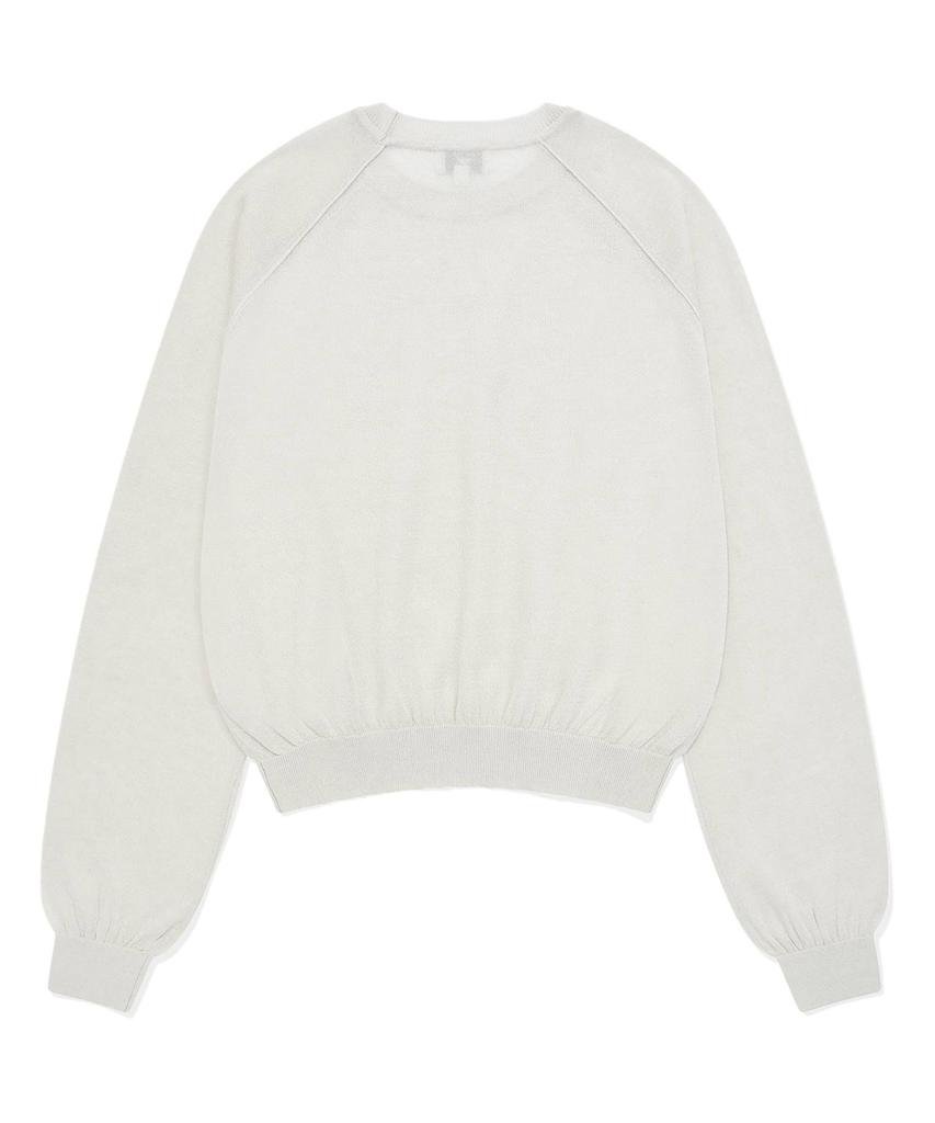 COVERNAT WOMAN Sheer Round Neck Knit Light Gray