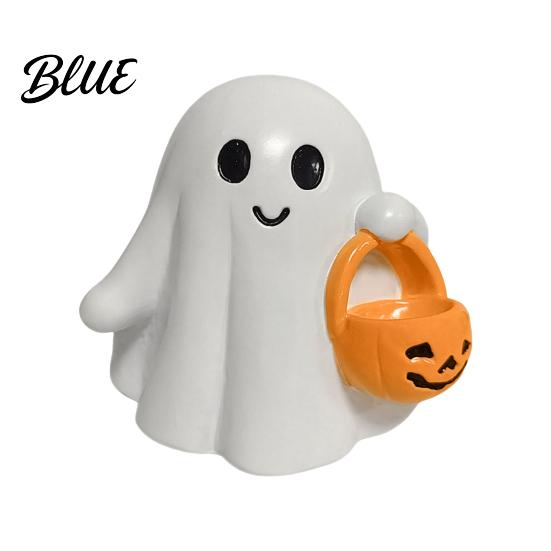 Halloween Party Table Decor Ghost Figurine Cute Resin Statue Creative Holding Window Decorations Bat/Drink Tabletop Ornament for Home Party,