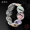 Color painting oil round striped hollow bracelet, fashionable and versatile women's high-end elastic bracelet
