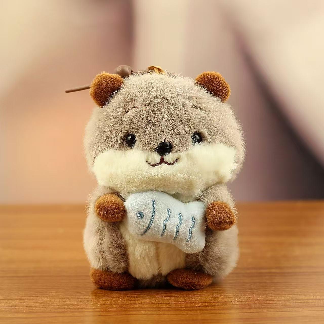 Süßer Hamster Plüsch Schlüsselanhänger Anhänger – Cartoon Haustier Geschenk Spielzeug 10 cm with rubber ring kamelfarben