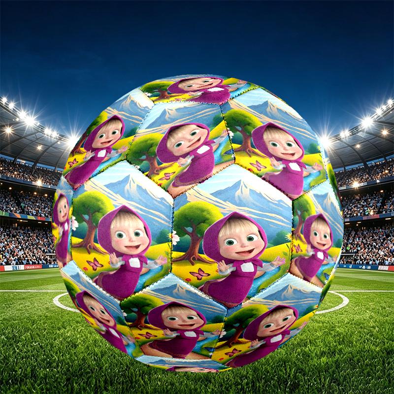 Pallone da Calcio Masha e Orso Stampa Taglia 5, Pallone da Calcio in PU Resistente all'Usura per Partite, Allenamenti e Pratica Quotidiana, Regalo di Compleanno per Appassionati di Calcio
