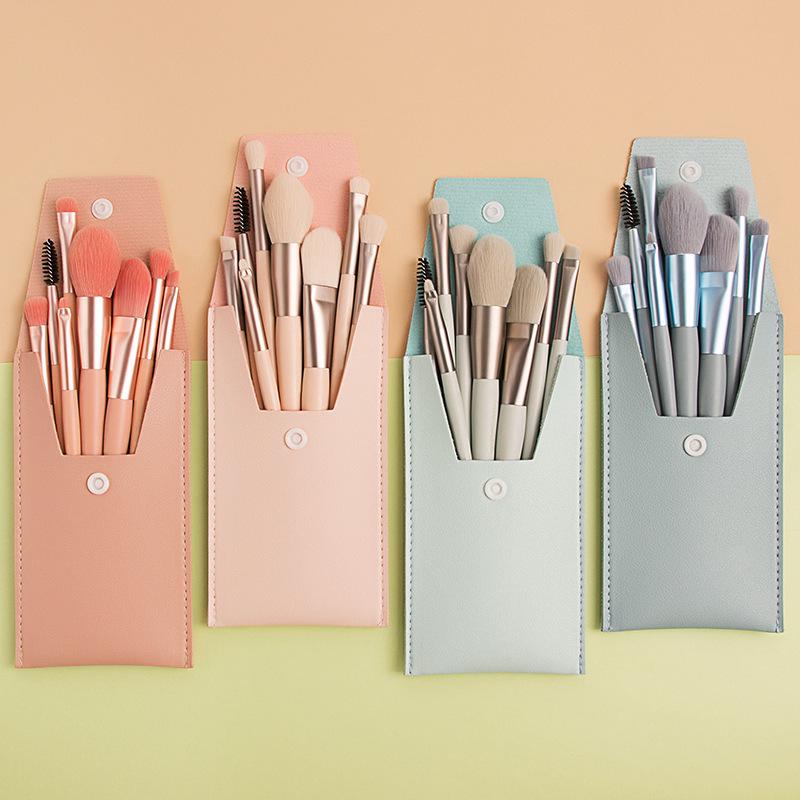 Portable 8-Piece Mini Makeup Brush Set: Concealer, Foundation, and Powder Brushes