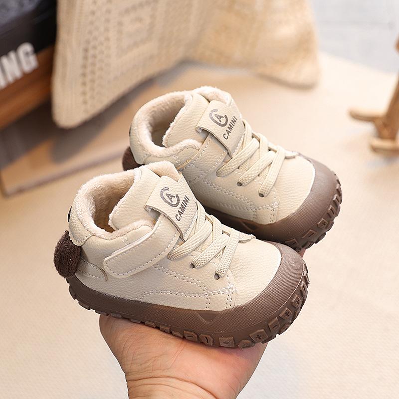 Winter Baby Walking Shoes with Fleece Lining Soft Sole Casual Style Cotton-padded Non-slip Versatile Double-layered Cotton Shoes for Boys and Girls