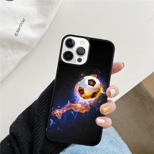 Fire Football Soccer Ball Phone Case For iPhone 17 Air 15 16 Cover 11 13 14 Pro Max 12 Plus Max Fundas