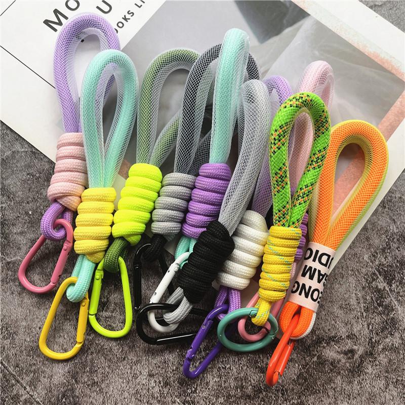10PCS Luxury Braided Lanyard Fluorescent keychain Lanyard for keys Universal ornaments for bags rope pendant phone charm