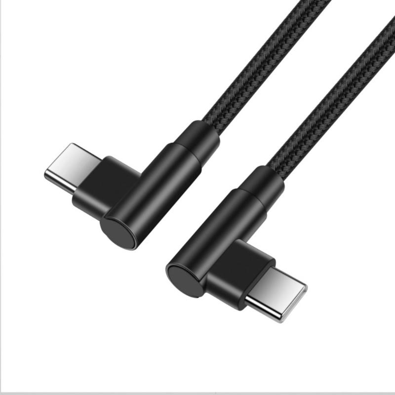 Nylon Braided USB C To USB C PD60W Charging Cable Double 90 Degree Bend Design For Smartphones And Laptops