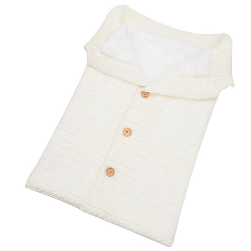 Baby Knitted Plush Sleep Sack With Buttons For Outdoor Use And Warmth