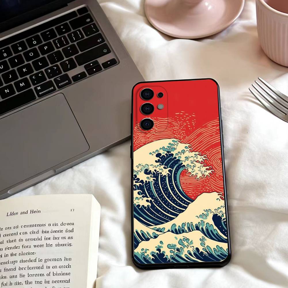

Japanese Ukiyo-e Ocean Waves Phone Case For Samsung S25,24,23,22,30,21,10,9,Ultra,Plus,Lite,FE,4,5 G Soft Black Case Samsung S20plus5G