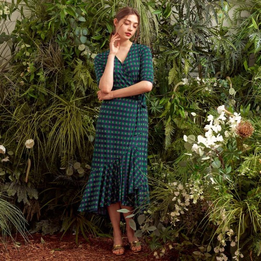 Lipbbam Creola Vivianne 3 4 Sleeve Frill Wrap Dress Ldm42gv101