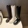 Autumn New High Quality Long Boots 2025 Fashion Versatile Heel Thick Bottom Solid Zip Round Toe Casual Concise Women's Boots