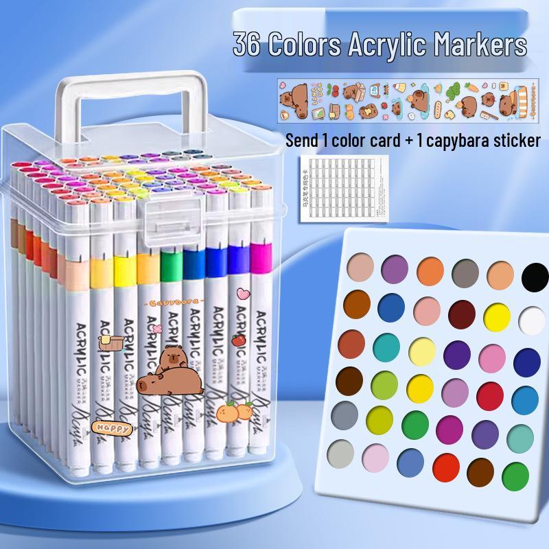 Acryl-Aquarellmarker für Kinder: Ausblutsichere, stapelbare, wasserfeste Kunststifte & Zeichenpinsel für den Kindergarten.