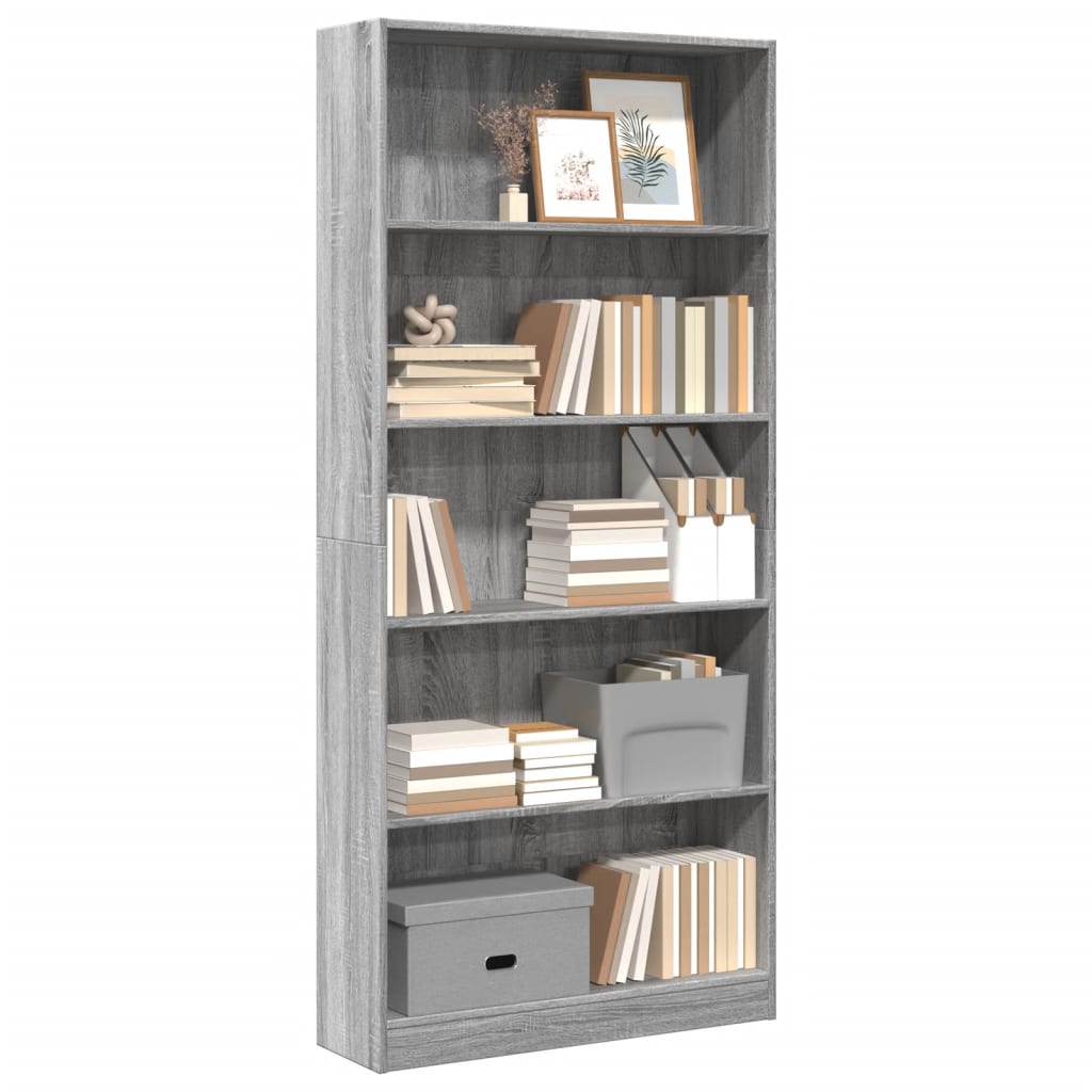 Bookshelf Grey Sonoma 80x24x176 cm Engineered Wood