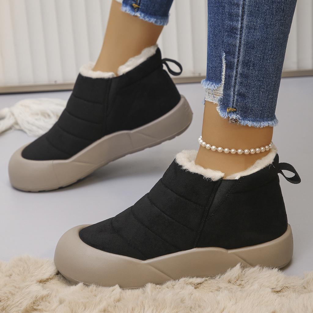 Fashion Women's Large-sized Mid-Calf Snow Boots Thickened Fleece Waterproof Warm Cotton Shoes Versatile Winter Boot for Cold Weather