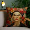 Housse de coussin Art Peinture F-Fridas Peluche Courte Douce Impression Double Face Décoration Intérieure Housse de Coussin Lavable en Machine Cadeau
