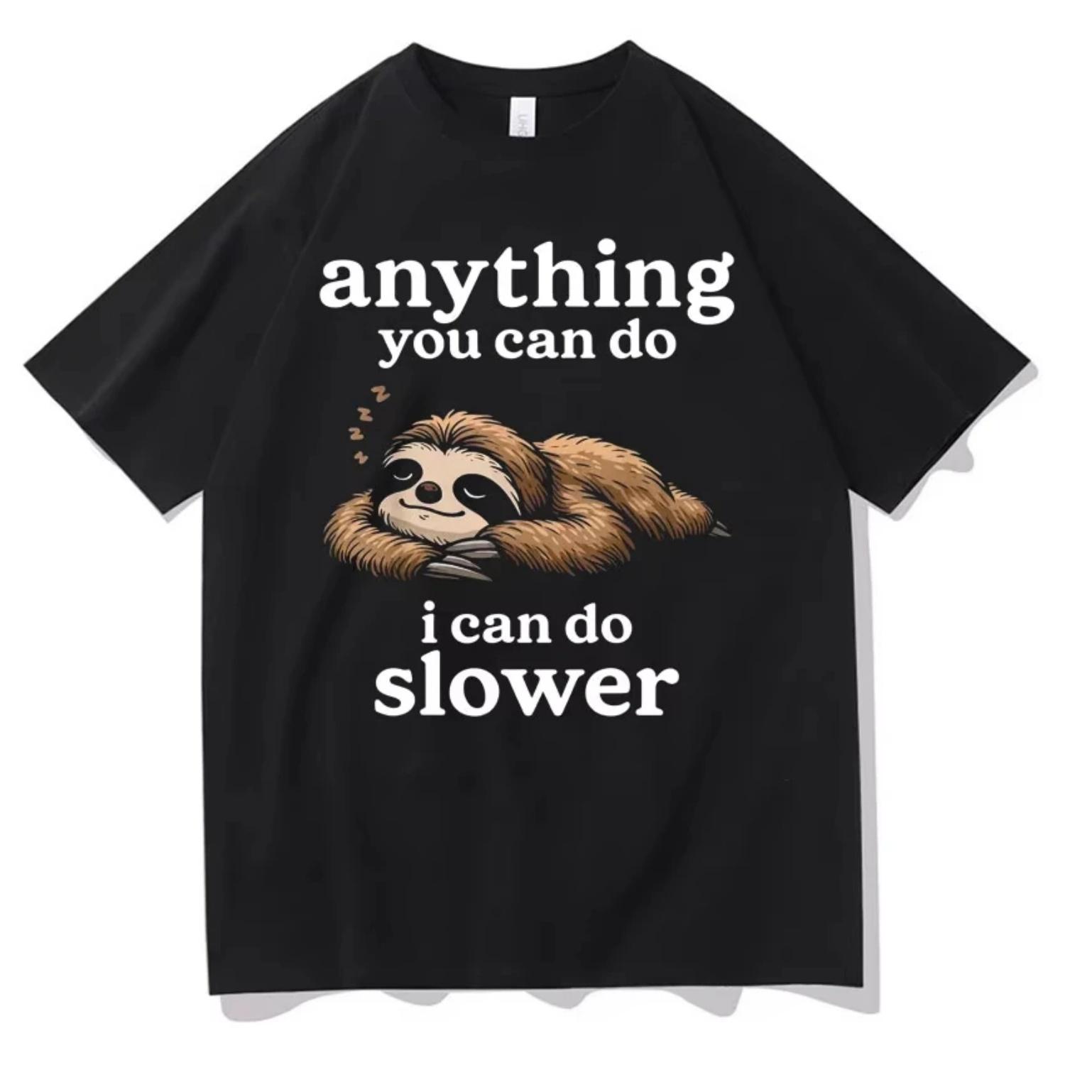 

Funny Letters Print Sloth Meme T-shirts Men Women Gothic Casual T-shirt Short Sleeves Graphics Cotton T Shirts Streetwear Unisex S чёрный