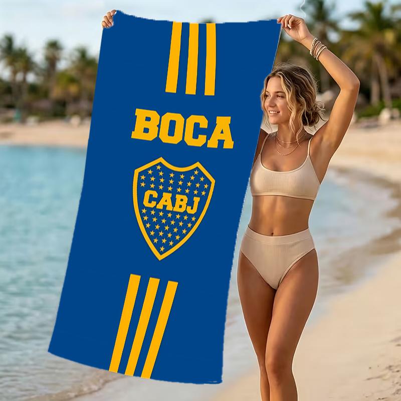 Prosop de plajă cu model Club Atlético Boca Juniors - moale, absorbant, lavabil la mașină Ușor și modern, pentru înot, Esențiale pentru călătorii