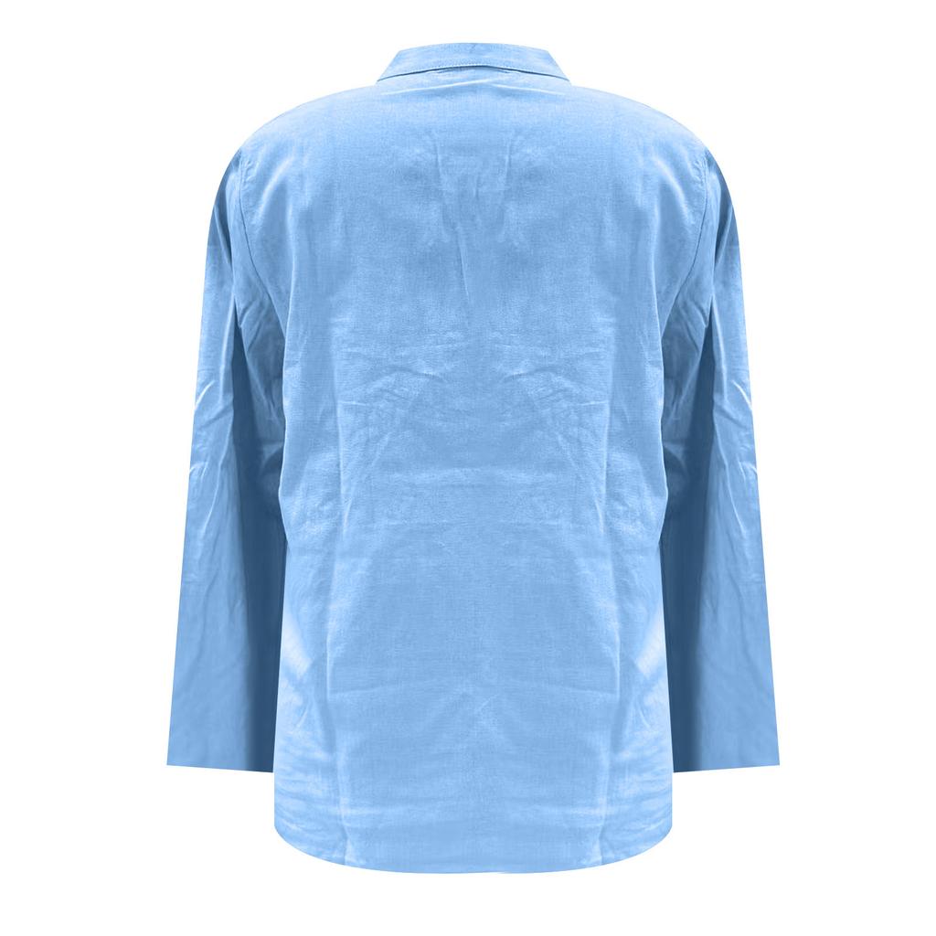 Damenmode Einfarbig Leinen Langarm Freizeitbluse