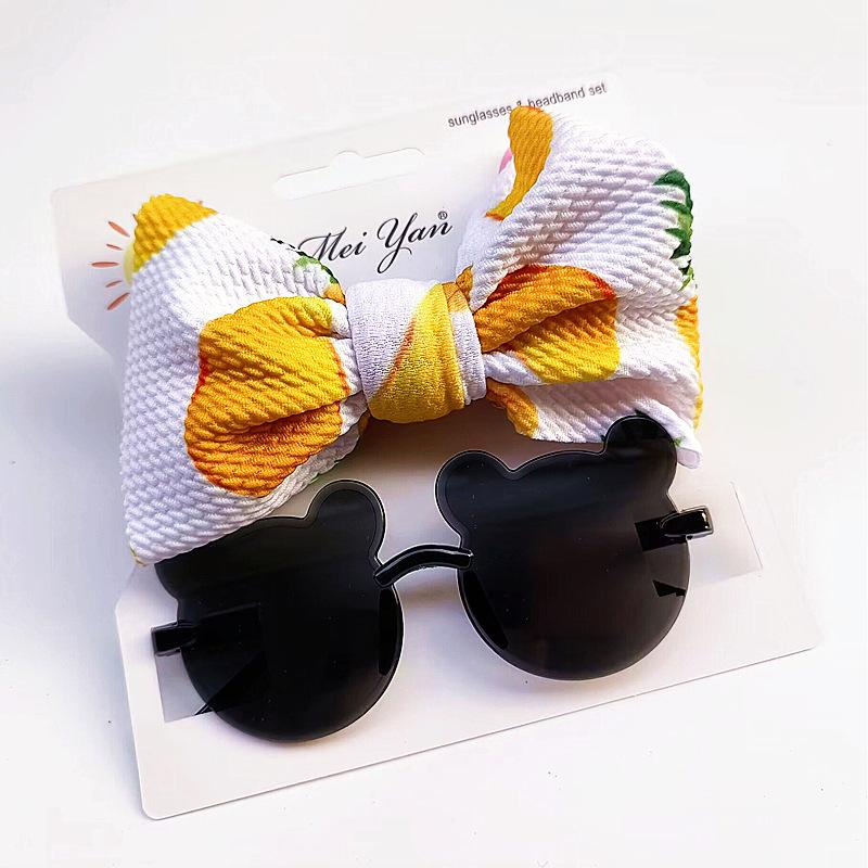 2 ks/sada 4,5" Vlásenky s velkou mašlí pro děti Sada brýlí Cartoon Bowknot Módní doplňky do vlasů Brýle malého medvěda Dárek