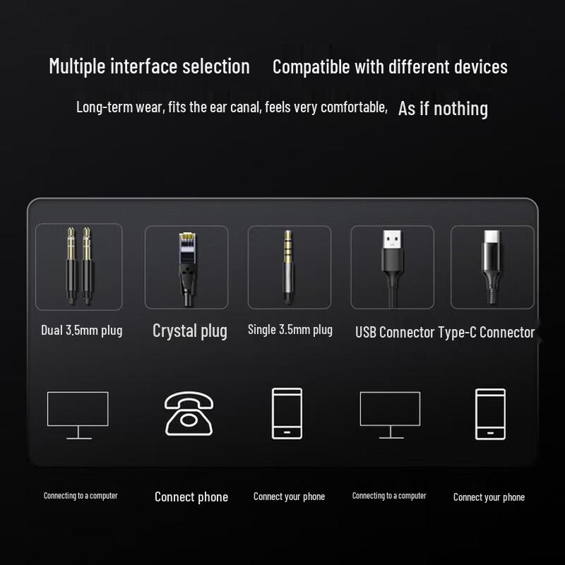 Yijiatong Call Center Headset with RJ9 Connector (CN Version)