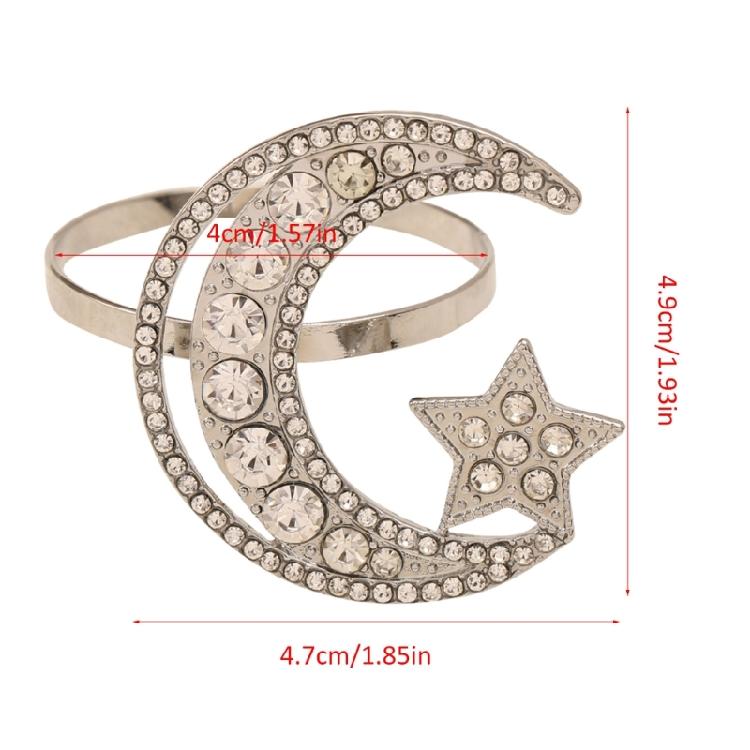 6 Pieces Moon and Star Napkin Rings Alloy Material Napkin Rings Napkin Buckles