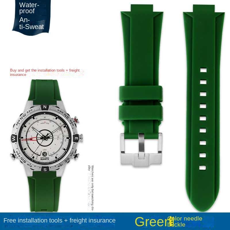 Bracelet de montre convexe Bracelet en silicone pour timex T2N738 T2N739 T2N720 T2N721 T49706 Bracelet de montre à boucle déployante Bracelet en caoutchouc 24X16mm