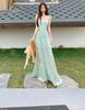 Seaside Resort Mint Green Spaghetti Strap Dress - Women's 2026 Summer Waist-Cinching Long Gown