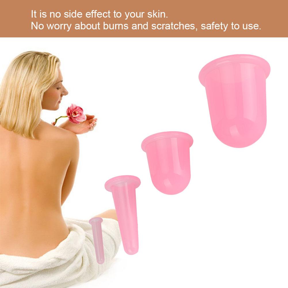 4Pcs Cupping Cup Vacuum Body Massage Helper Anti Cellulite Silicone Health Care ToolPink