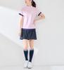 Jun Rope Mock Neck Short Sleeve Pullover with UV Cooling and Pink & Women's Color-Combo Protection, Quick-Drying, Touch, Anti-See-Through, (63)