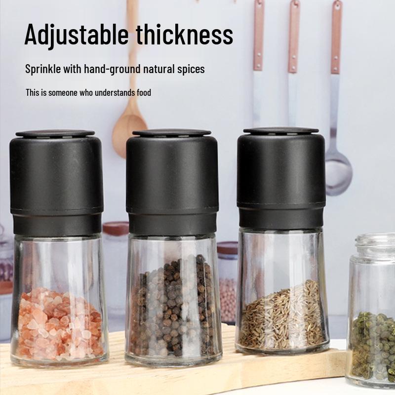 Manual Glass Herb Grinder for Sea Salt and Pepper