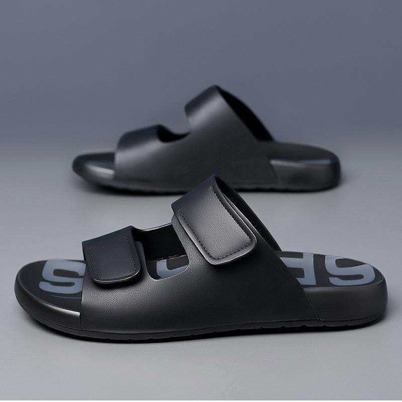 Leather sandals high-end men's 2025 summer new trendy shoes soft-soled business casual shoes men wear microfiber slippers soft leather