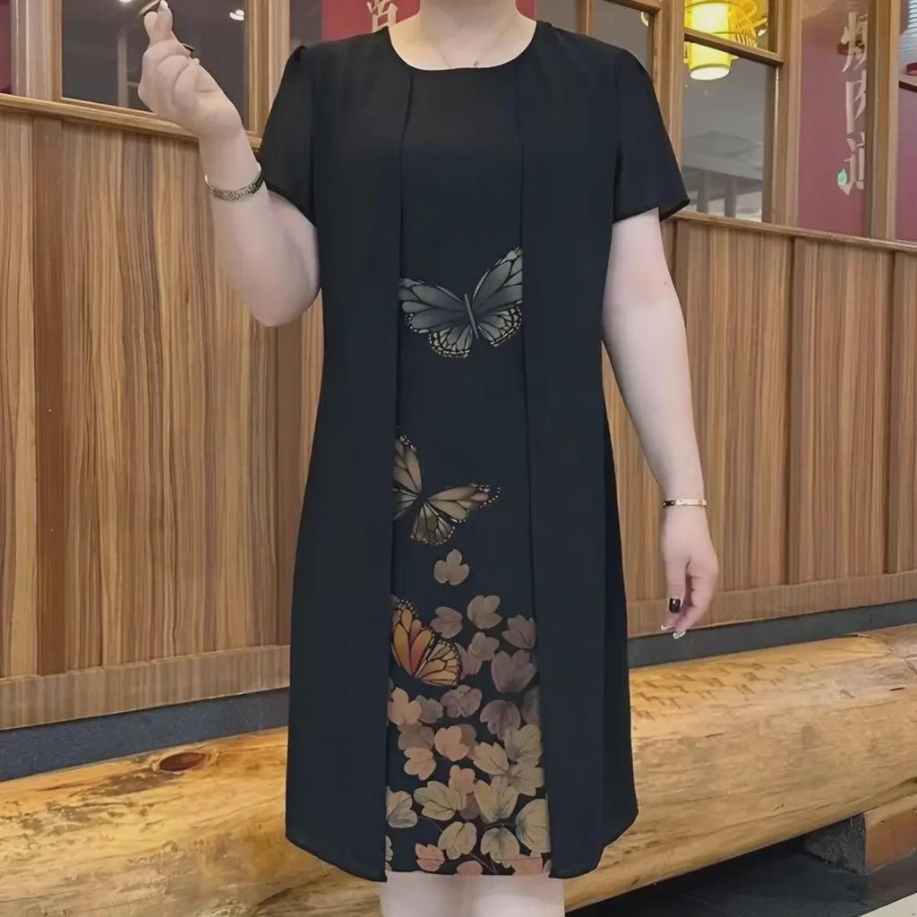 2024 Summer New Two-Piece Look: Stylish Slimming Western Dress for Middle-Aged and Elderly