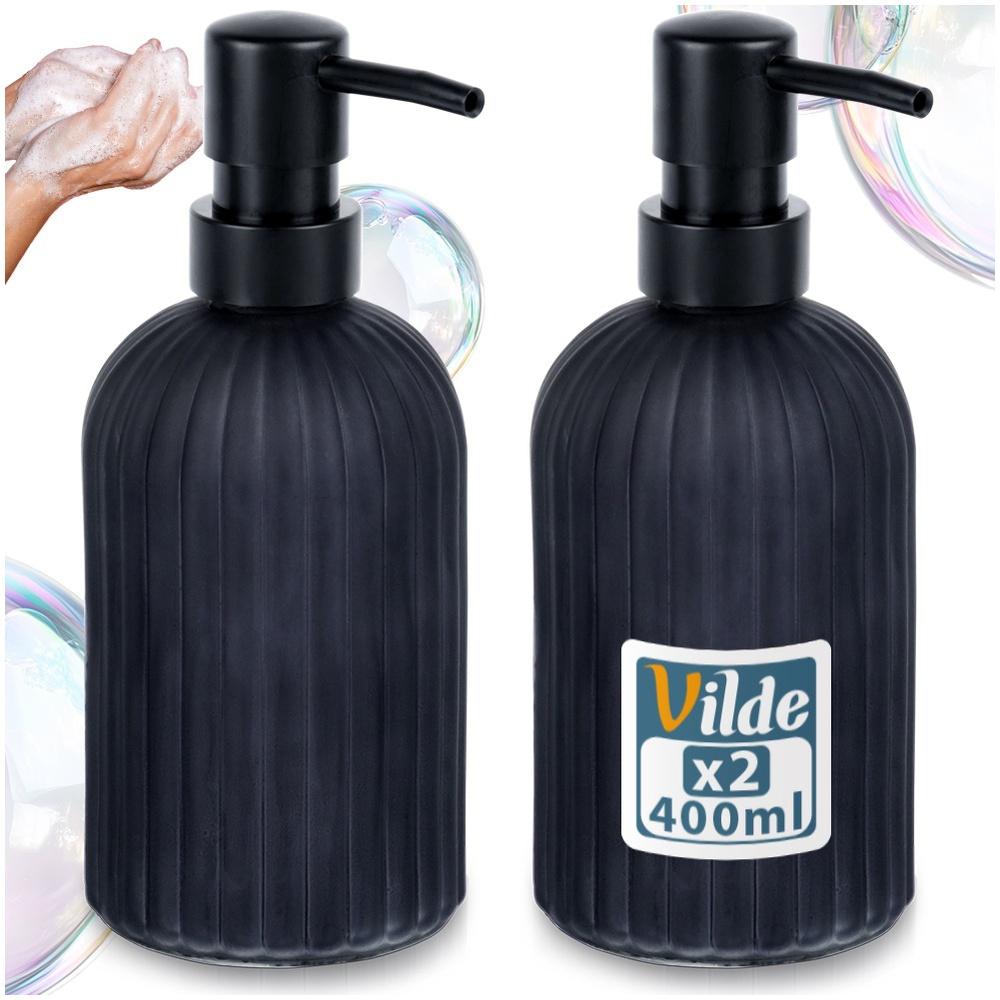 Black Glass Soap Dispenser 400 Ml 2 Pcs.