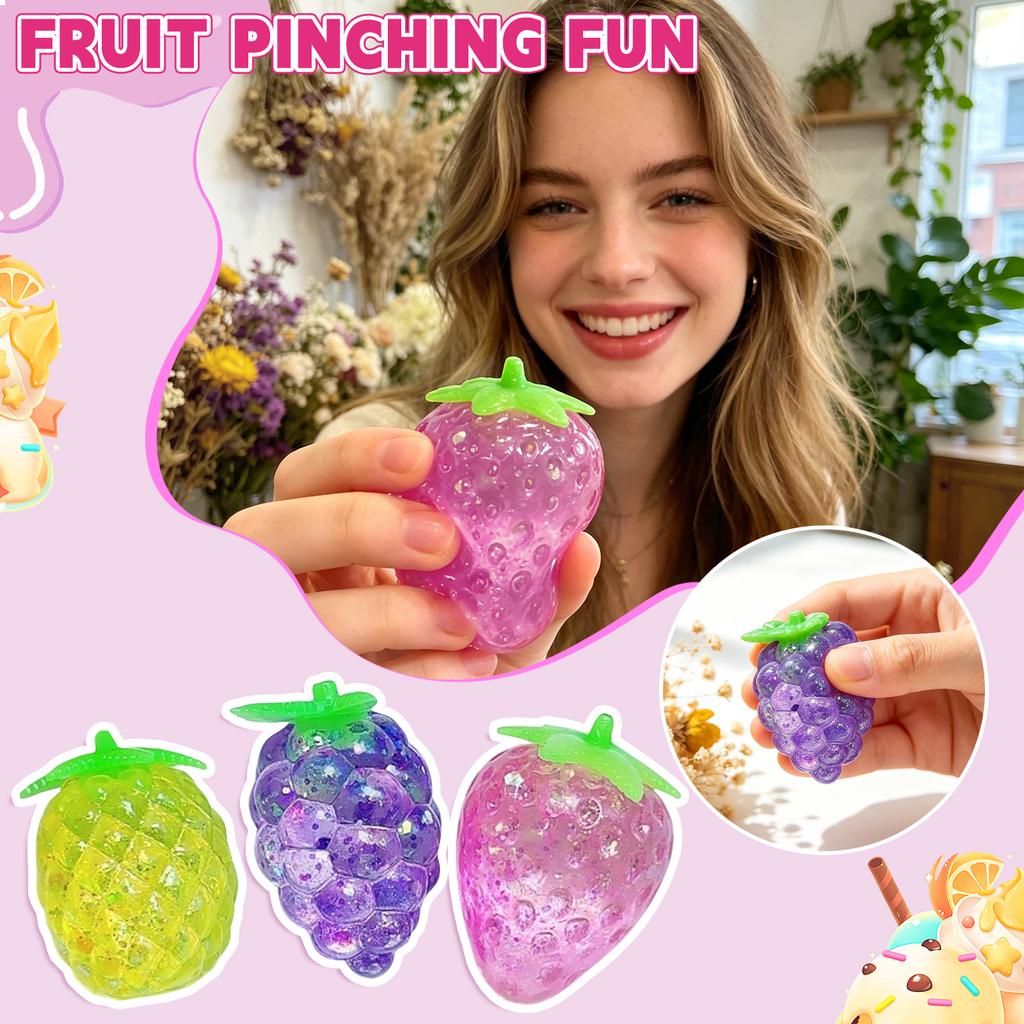 Mini Fruit Shaped Stress Relief Squeeze Toy Random Style Soft Gel Sensory Decompression Handheld Fidget for Office Home School