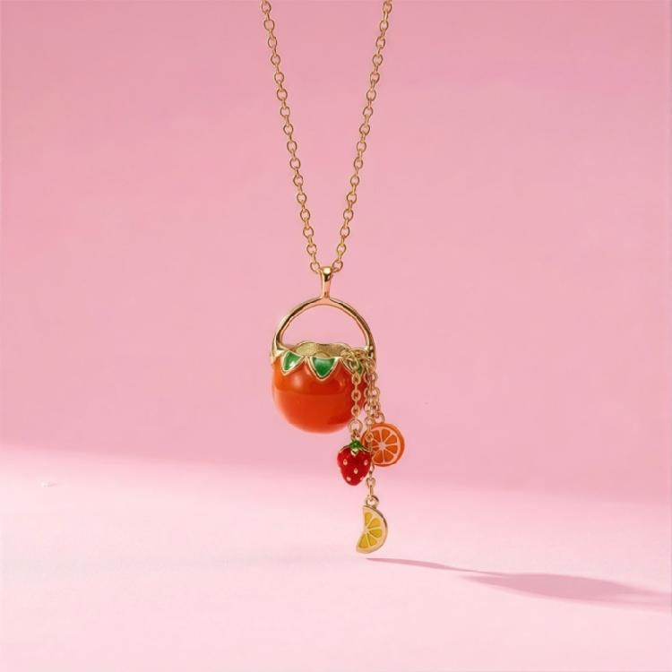 Stylish Fruit Inspired Tassels Pendant Necklace Minimalist Versatile for Casual Work Party Collarbone Length Accessory