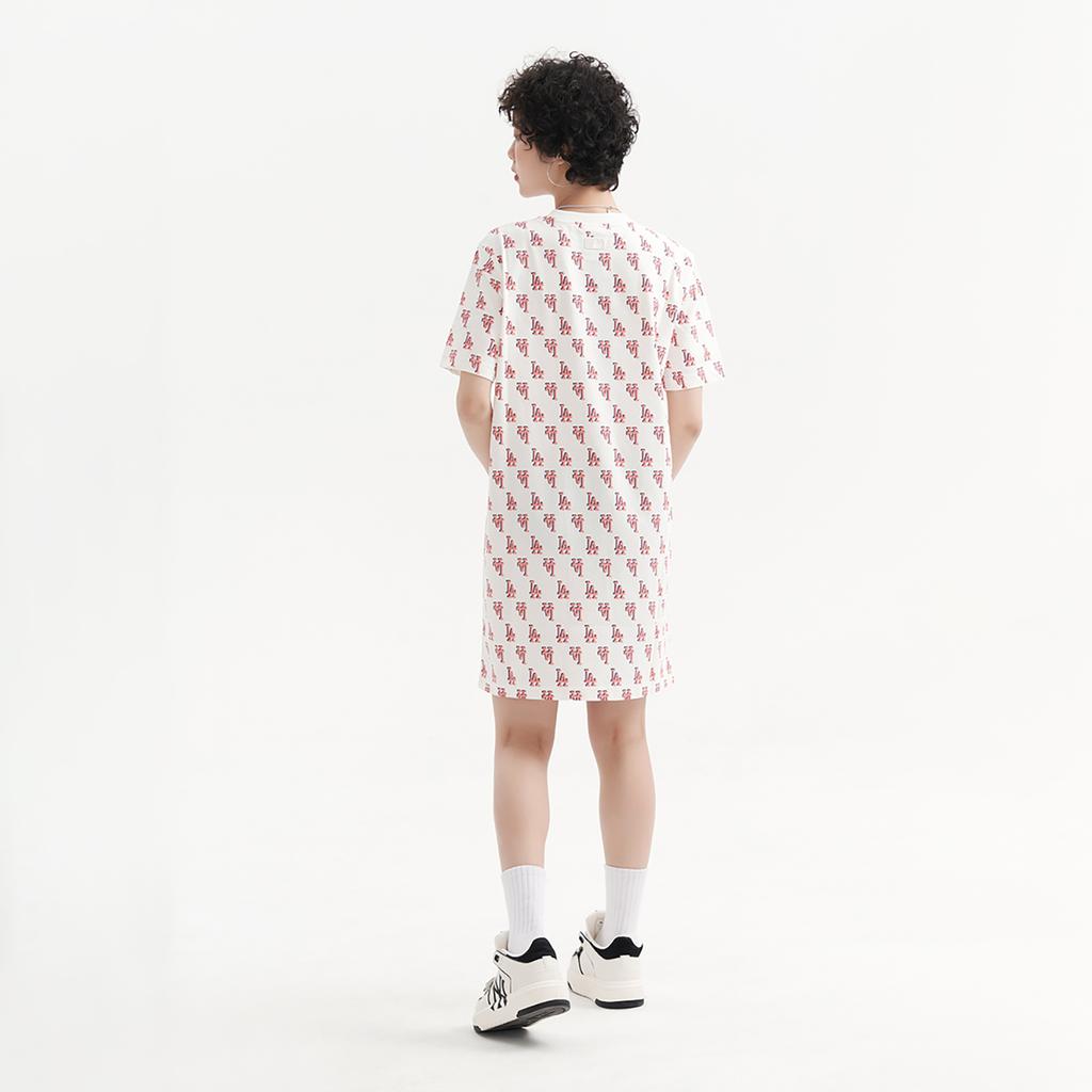 New MLB Short Sleeved Dress Women's White 3FOPM0133-07CRS