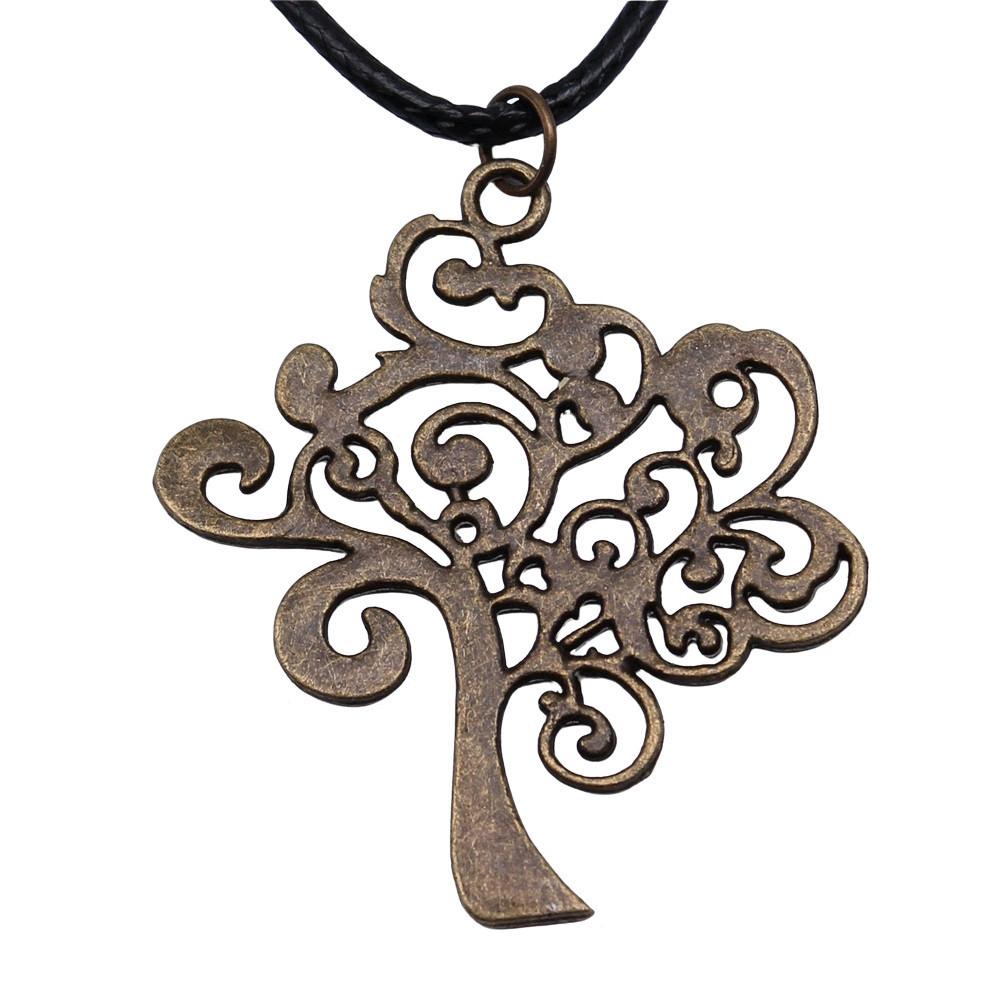 Antieke Levensboom Hanger Ketting Natuur Boho Statement Sieraden 45cm Leren Ketting
